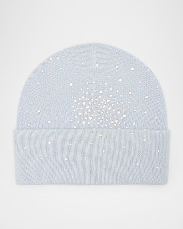 Crystal Embroidered Cashmere Beanie